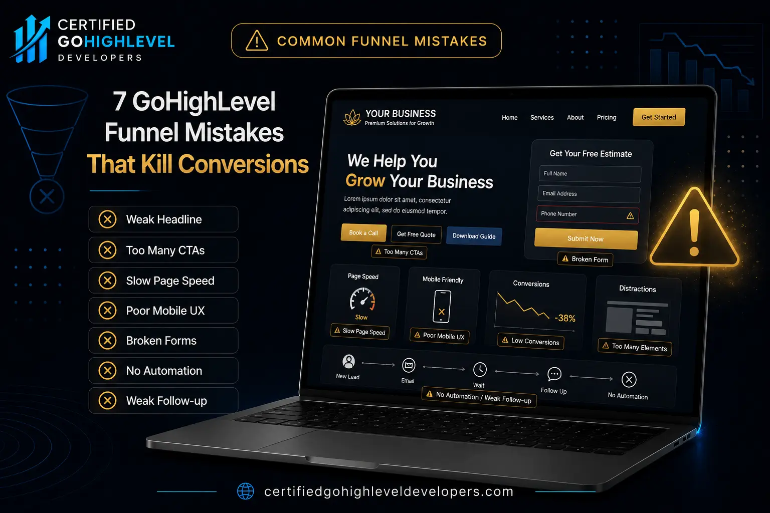 7 GoHighLevel funnel mistakes that kill conversions